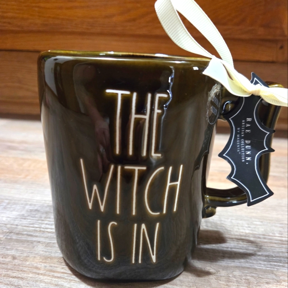 Rae Dunn Rich Brown The Witch Is In Cat  Mug